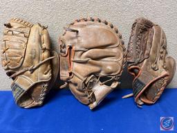 Vintage Baseball Glove Catchers Mitt...Del Crandall M229, Wilson Base Ball Glove Ron Santo