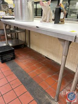 Steel table with cutting board 35 1/2 x 72 x 30