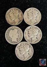 (5) Mercury Dimes