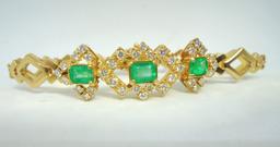 3.25CT EMERALD VS DIAMOND BRACELET 18K GOLD