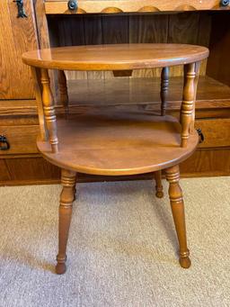 Vintage Wooden Round 2 Tier Table