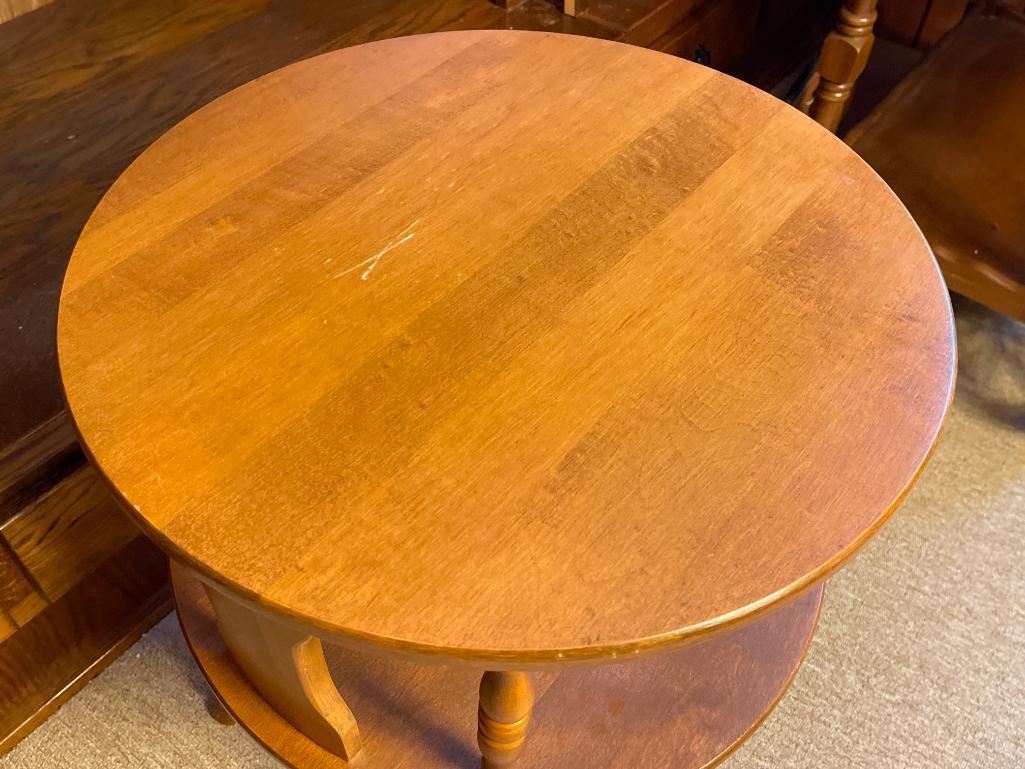 Vintage Wooden Round 2 Tier Table