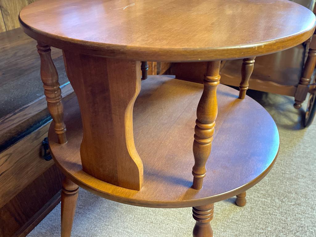 Vintage Wooden Round 2 Tier Table