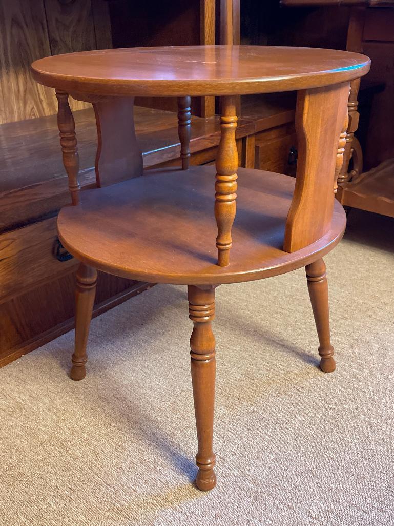 Vintage Wooden Round 2 Tier Table