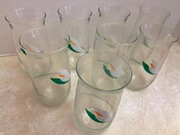 Set of 8 Calla Lily Drinking Glasses