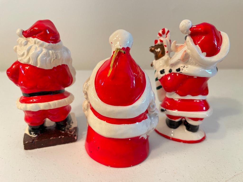 Group of 3 Vintage Ceramic Santas