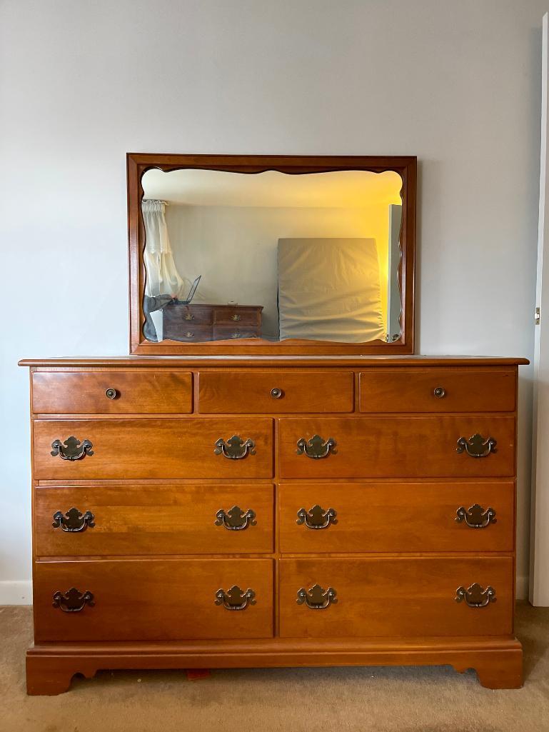 Vintage Wooden Dresser with Mirror