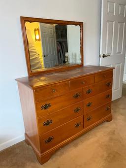 Vintage Wooden Dresser with Mirror