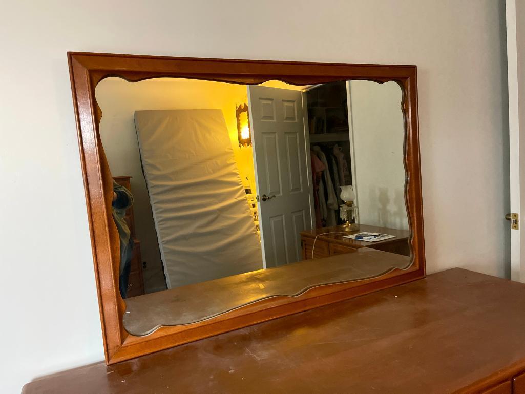 Vintage Wooden Dresser with Mirror