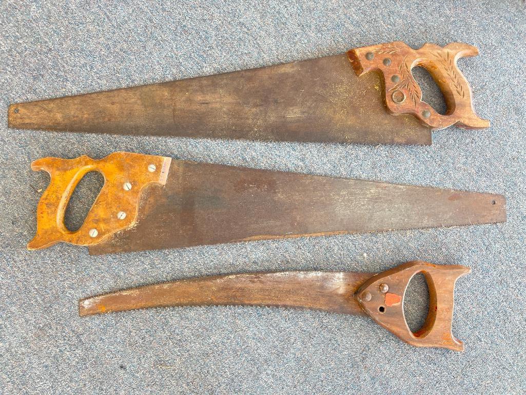 Group of 3 Vintage Wooden Handle Saws