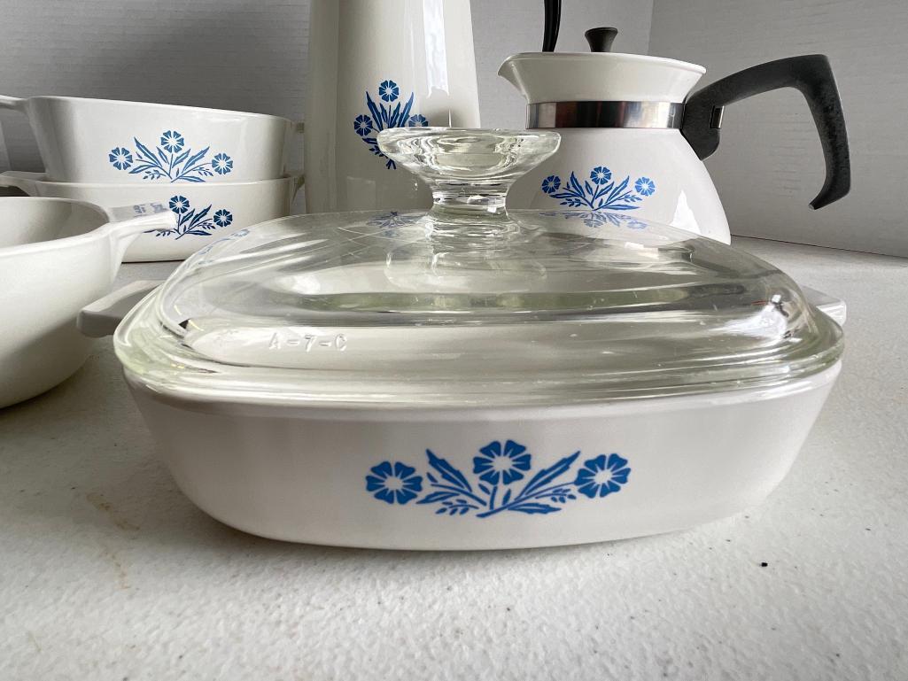 Group of Vintage Blue Cornflower Corning Ware