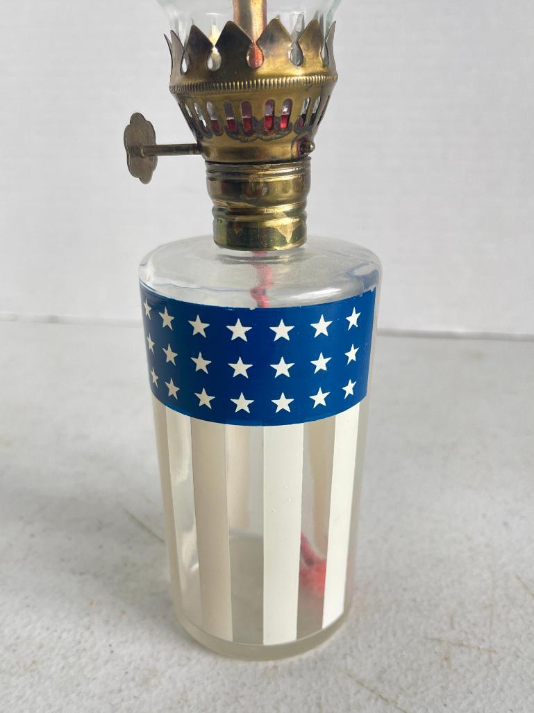 Small American Flag Oil Lamp