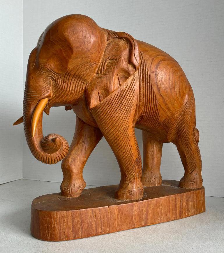 Wooden Elephant Figure