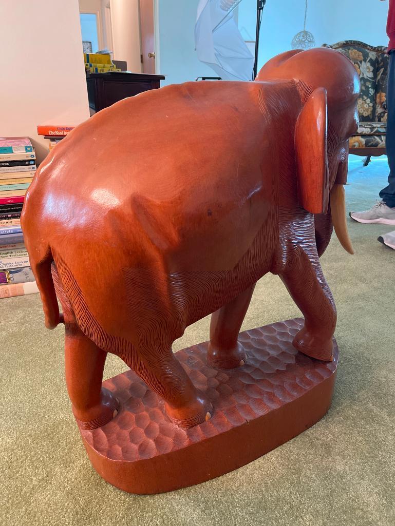 Large Wooden Carved Elephant