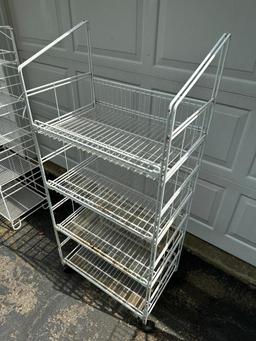 White Metal Rolling Rack on Wheels