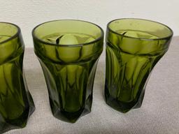 Group of 4 Green Glass Drinking Glasses