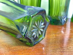 Group of 4 Green Glass Drinking Glasses