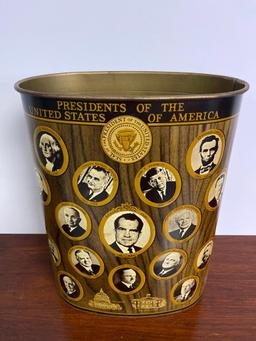 Vintage Metal Presidential Trash Can