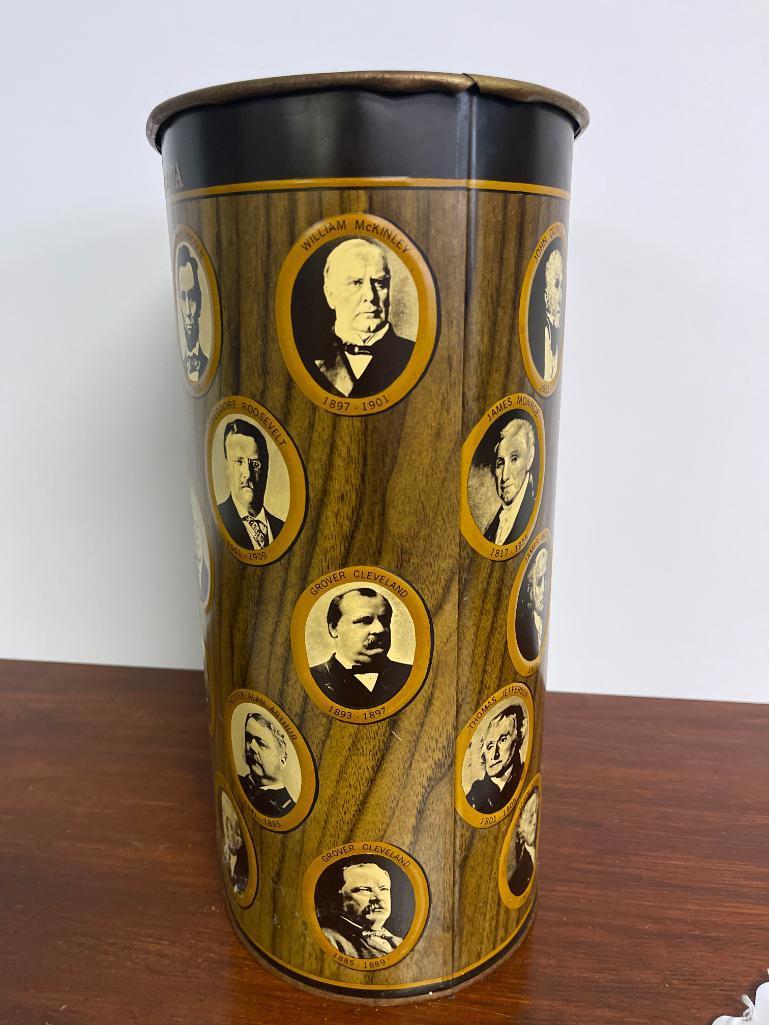 Vintage Metal Presidential Trash Can