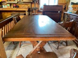Antique Solid Wood Dining Table w/Four Chairs