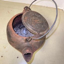 Antique Cast Iron Tea Pot w/Swivel Lid
