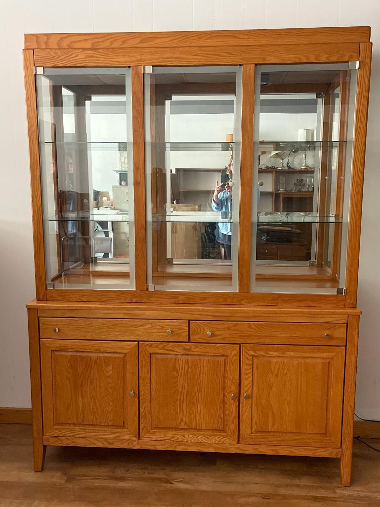 Vintage Canadel Wooden Hutch with Glass Shelves