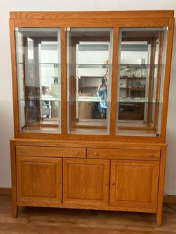 Vintage Canadel Wooden Hutch with Glass Shelves