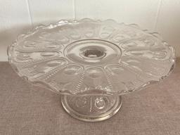 Vintage Glass Cake Plate with Owls