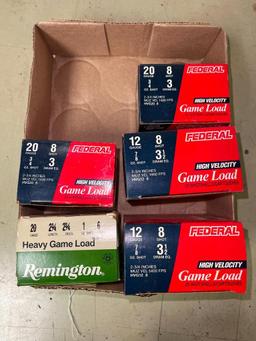 Five Full Boxes of 12 and 20 Gauge Shot Gun Shells - PICK UP ONLY