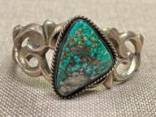 Green Turquoise Heart Cuff Bracelet