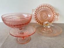 Group of Vintage Pink Glass Pieces