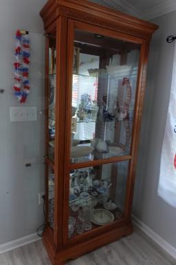 LIGHTED 5 TIER DISPLAY CABINET MIRROR BACK AND SIDE DOORS 80 X 36 X 14