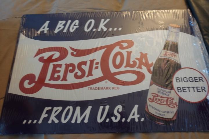 REPRODUCTION TIN PEPSI COLA SIGN 17 X 11