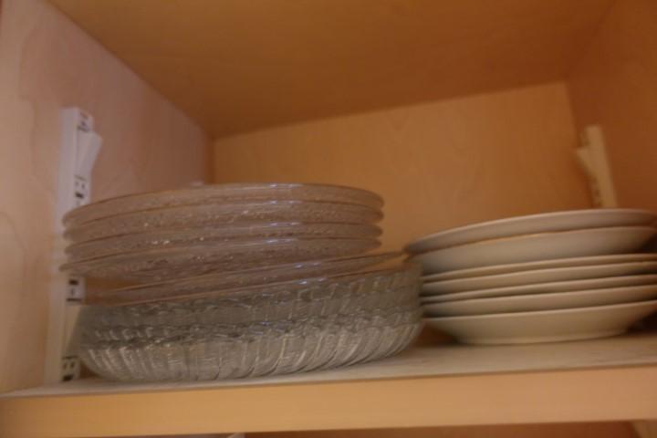 CONTENTS OF THREE CABINETS BOWLS DISHES STORAGE CONTAINERS ETC