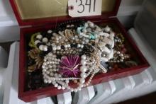 JEWELRY BOX FULL OF COSTUME JEWELRY ALL KINDS