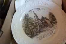 ST MARTINS CHURCH AND PITCH CREEN CHURCH PLATES WITH HAND WOVEN BASKET