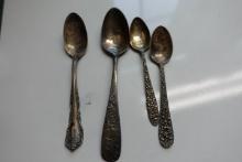 4 STERLING SPOONS 2 DEMITASSE AND 2 TEASPOONS