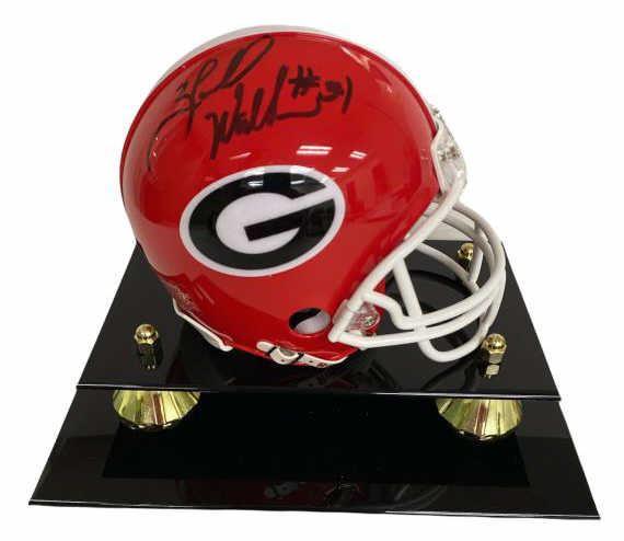 Mini Helmet Signed by Herschel Walker in Display