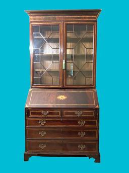 Antique Mahogany Secretary in Inlaid Satinwood,