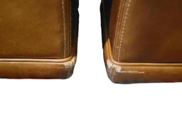 (2) Leather Ottomans by Ballard Design