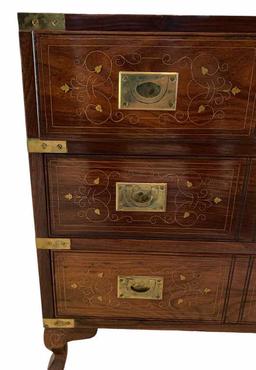 Asian Chest with Brass Trim, Two Short Drawers