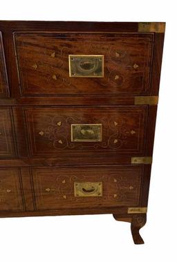 Asian Chest with Brass Trim, Two Short Drawers