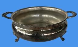 (3) Footed Silver Plate Serving Bowls--(2) Covered