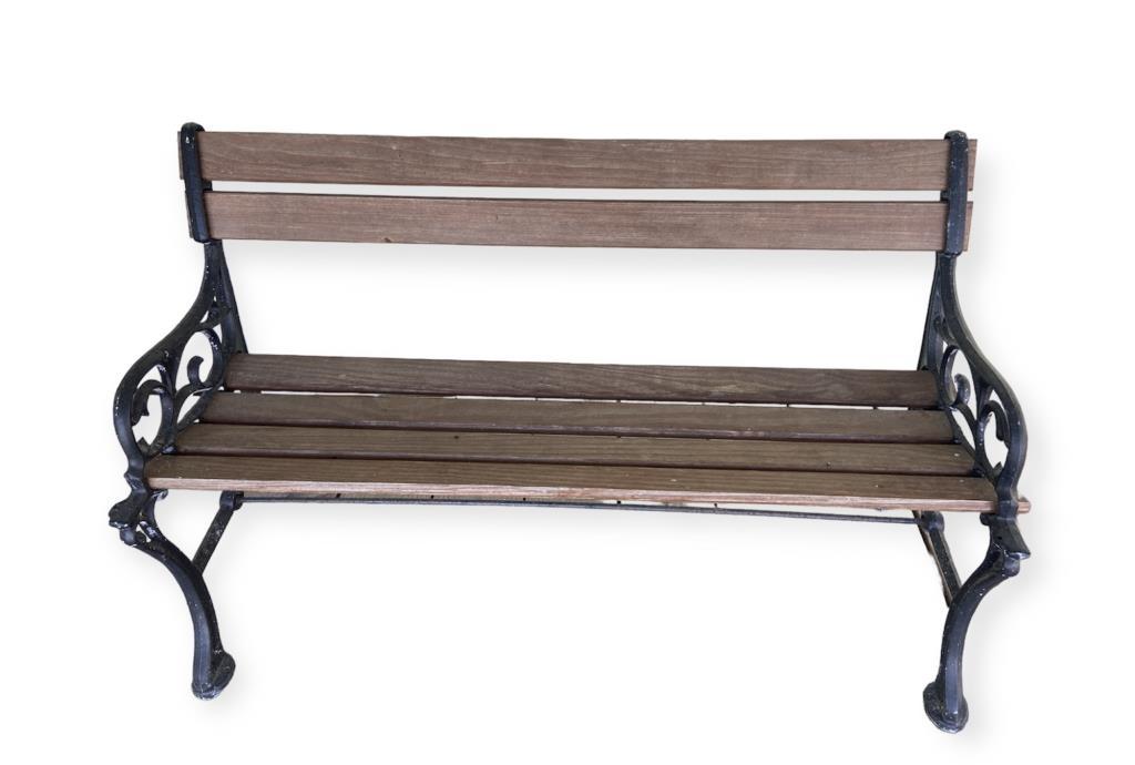 Wrought Iron and Wooden Bench—