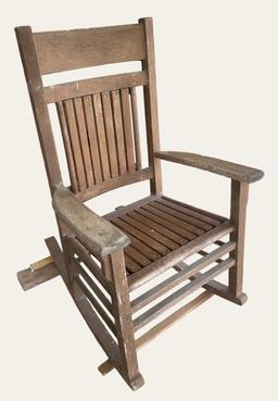 Wooden Rocking Chair With Stabilizing Supports