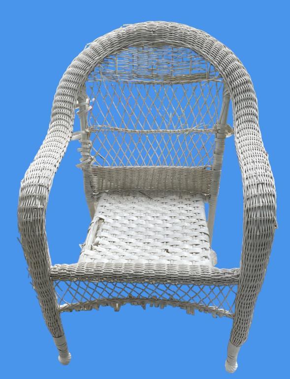 (2) Folding Patio Chairs and (1) Rattan