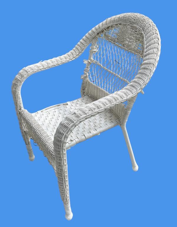 (2) Folding Patio Chairs and (1) Rattan