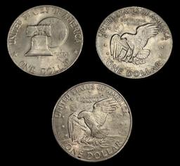 (3) Eisenhower Silver Dollars: 1971 Eagle