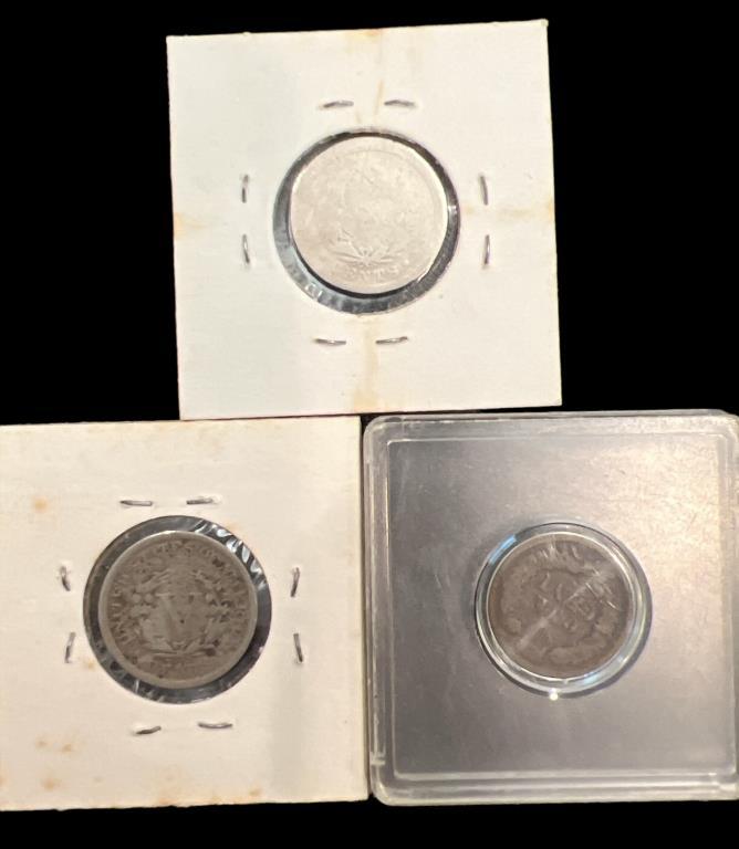 (2) V Nickels From 1904 & 1892 & 1900 Indian