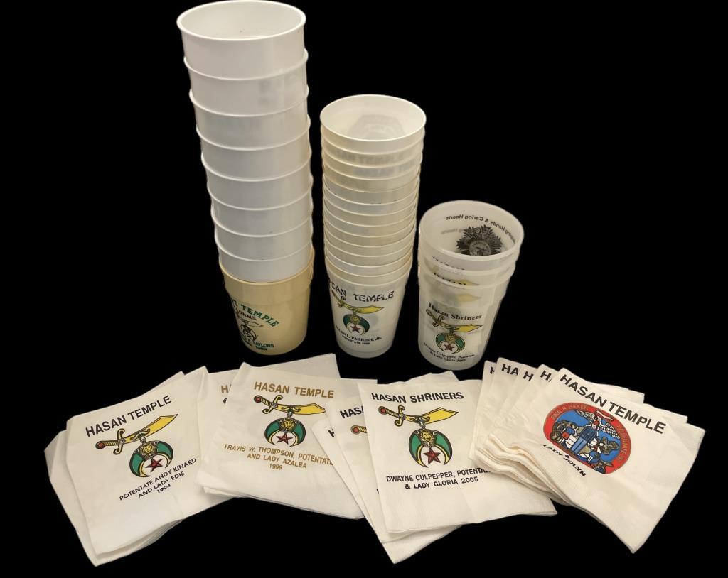 Large Assortment of Shriner’s Plastic Cups and